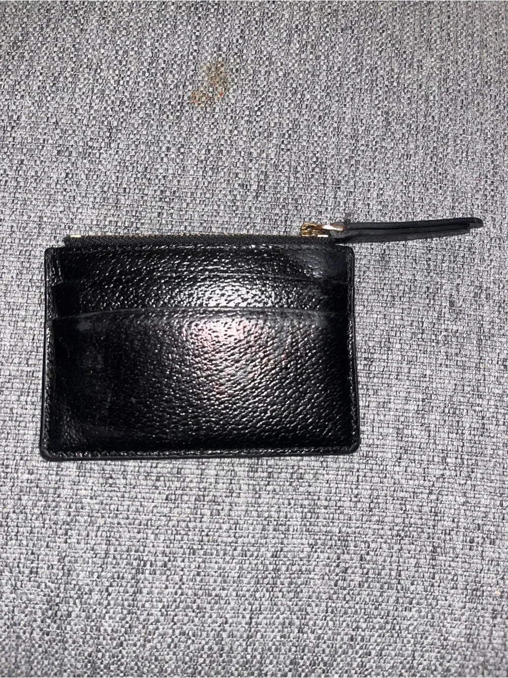 kate spade Black Leather Zip Card Pouch with Gold Hardware